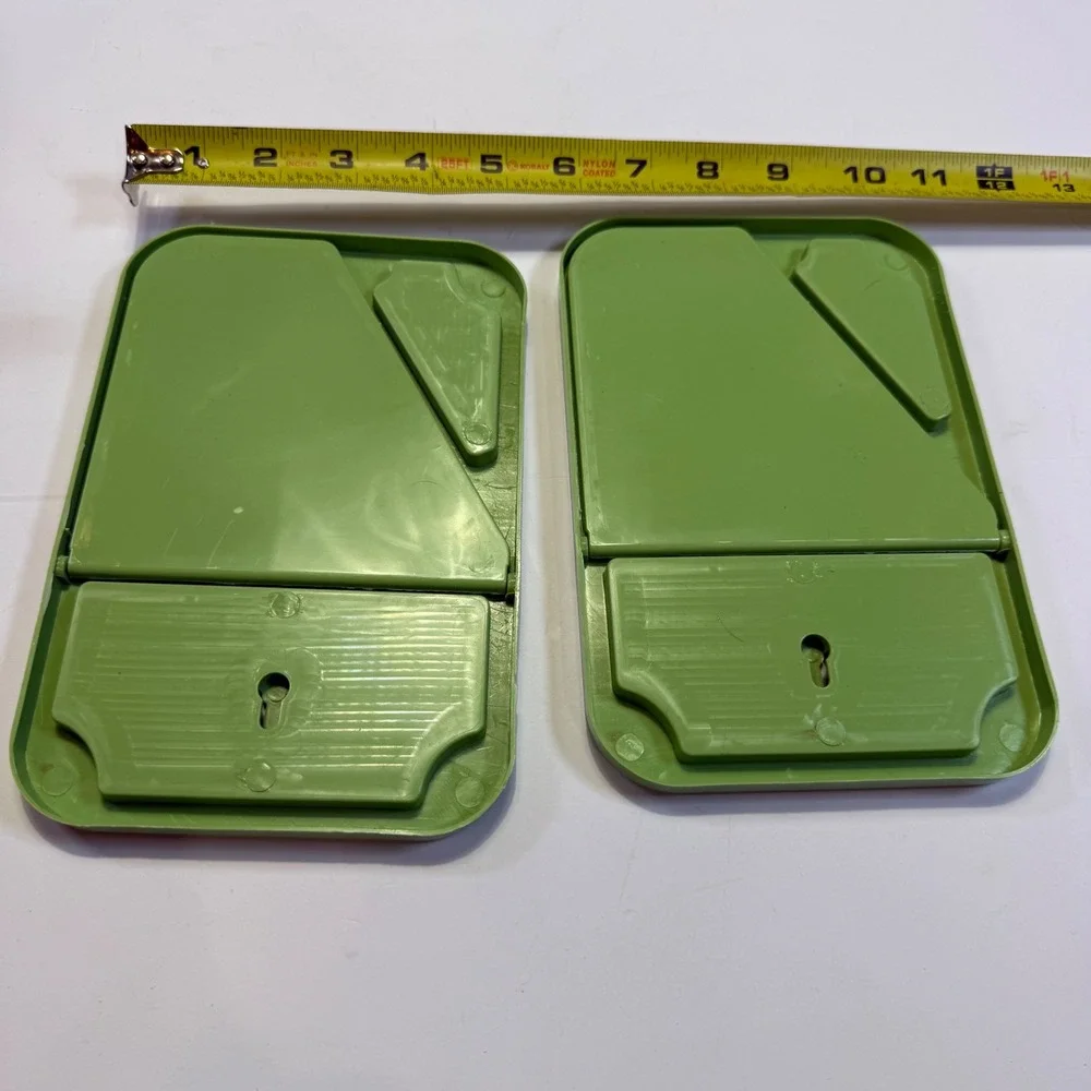 Vintage Avocado Green Folding Locker Mirrors Set of 2 Wall Mount Tabletop Retro